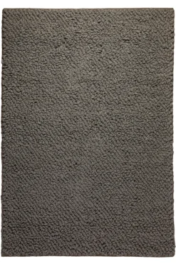 160x230 Teppich Wohnzimmer Oversize-Loops in dunklem Taupe – Schwerer Wollteppich zum Versinken