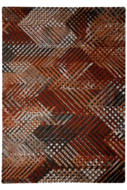 160x230 Teppich Wohnzimmer Rot Fischgrätenmuster