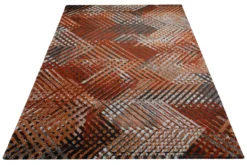 160x230 Teppich Wohnzimmer Rot Fischgrätenmuster