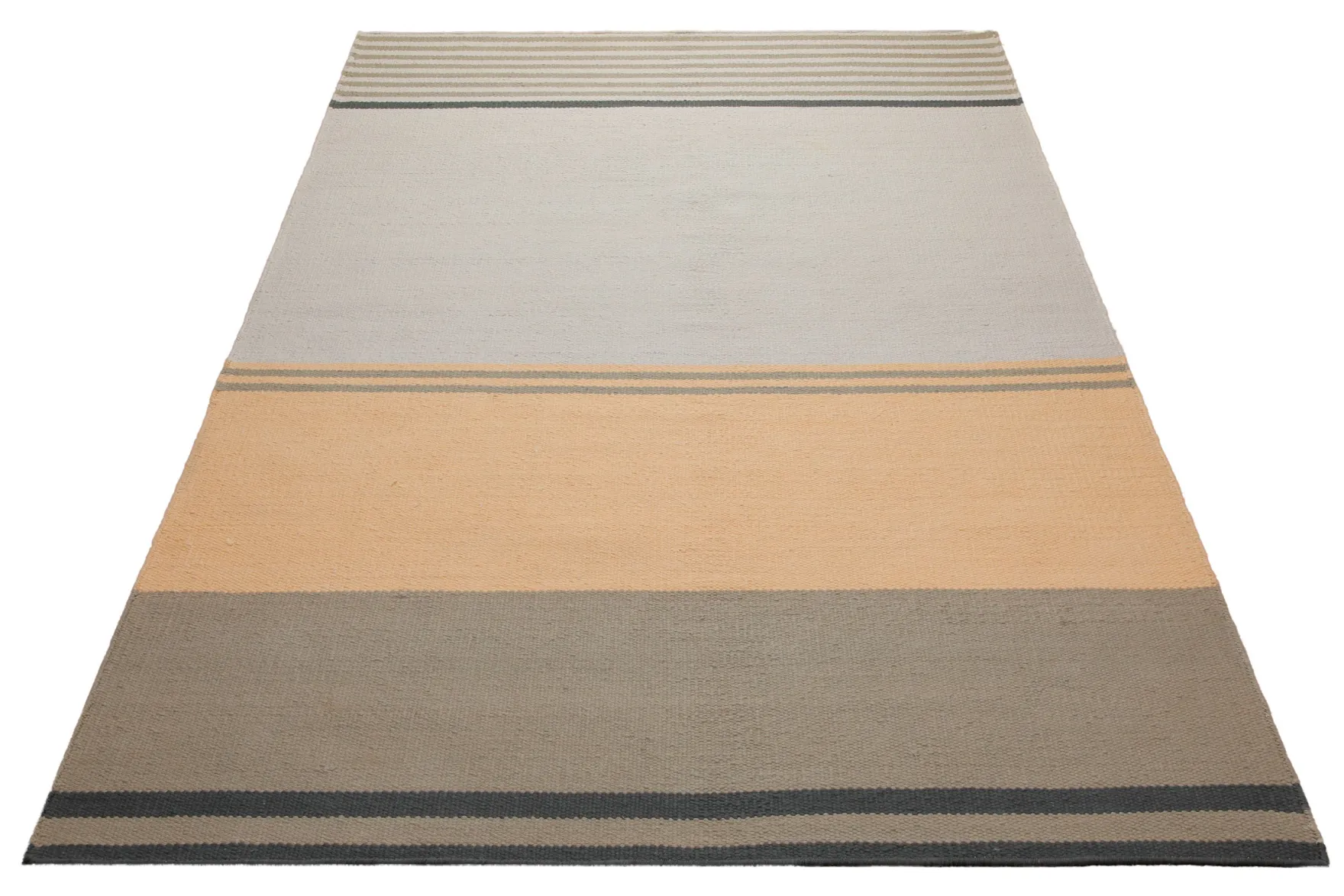 160x230 Teppich Wohnzimmer Sand, Apricot und Schiefer – Cotton-Color-Block in moderner Architektur