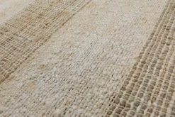 160x230 Teppich Wohnzimmer Sand und Creme – Streifenteppich aus Jute und Baumwolle