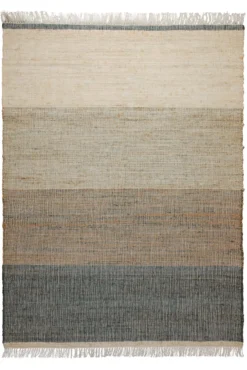 160x230 Teppich Wohnzimmer Sand zu Stein – Jute-Verlauf in natürlichen Tönen