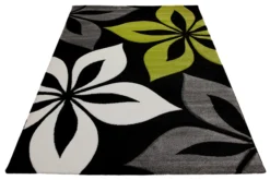 160x230 Teppich Wohnzimmer Schwarz Blumen