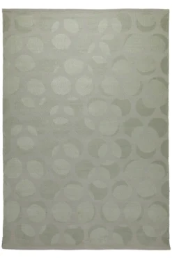 160x230 Teppich Wohnzimmer Stille Kreise in Salbei – Jacquard-Wollteppich Ton-in-Ton