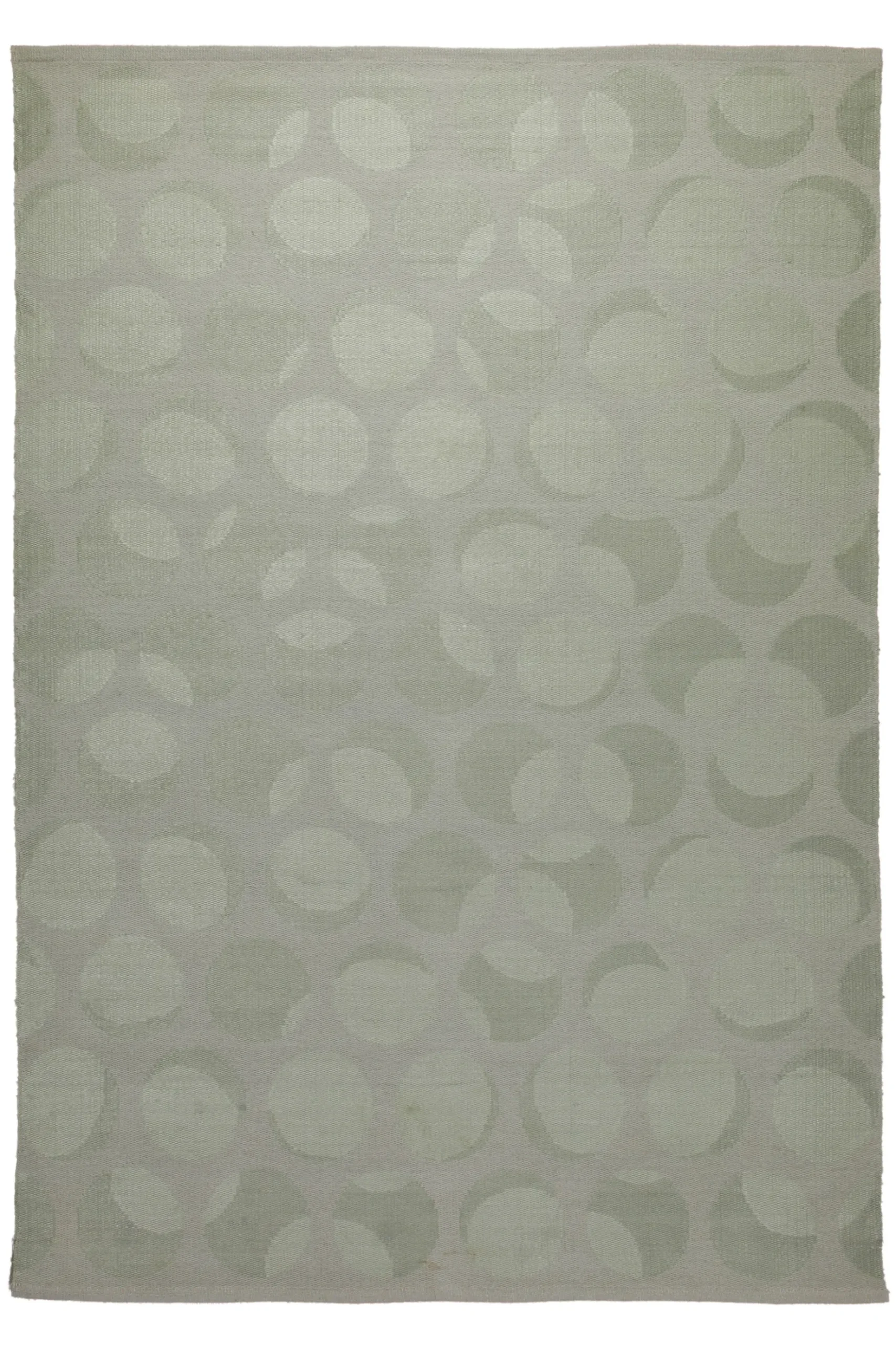 160x230 Teppich Wohnzimmer Stille Kreise in Salbei – Jacquard-Wollteppich Ton-in-Ton