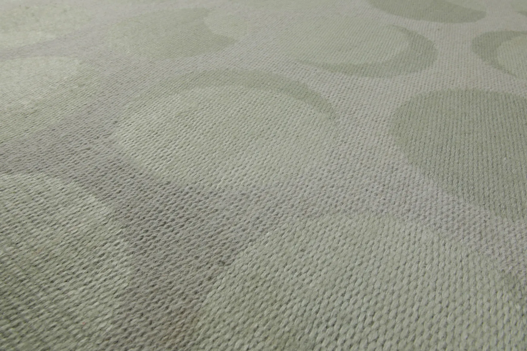160x230 Teppich Wohnzimmer Stille Kreise in Salbei – Jacquard-Wollteppich Ton-in-Ton