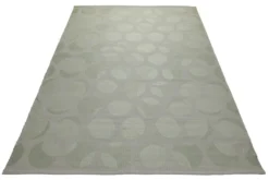 160x230 Teppich Wohnzimmer Stille Kreise in Salbei – Jacquard-Wollteppich Ton-in-Ton