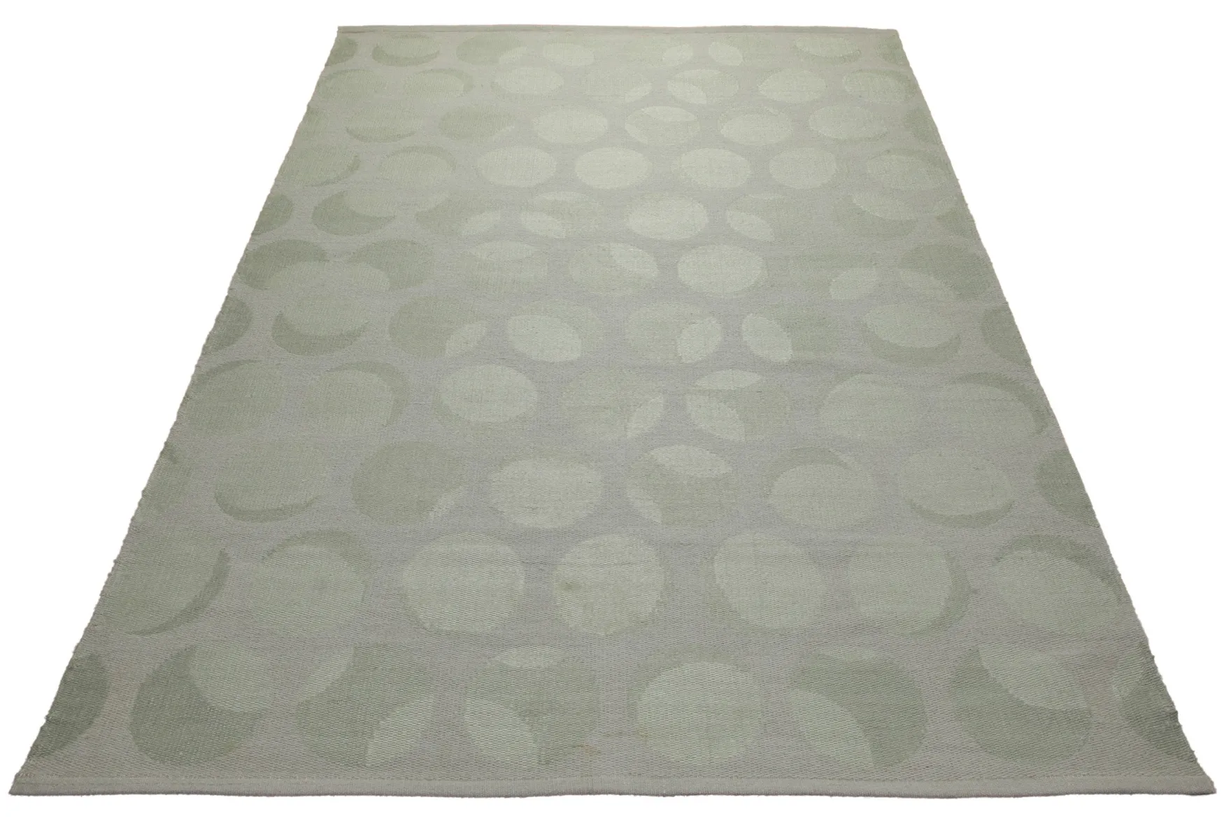 160x230 Teppich Wohnzimmer Stille Kreise in Salbei – Jacquard-Wollteppich Ton-in-Ton