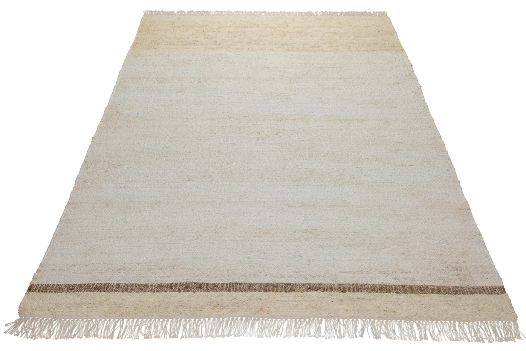 160x230 Teppich Wohnzimmer Stilles Naturweiß – Reduzierter Naturteppich mit Akzentlinie