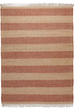160x230 Teppich Wohnzimmer Terrakotta-Streifen – Sonnenwarmer Naturfaserteppich