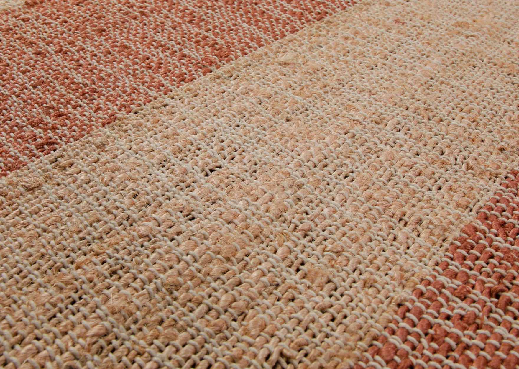 160x230 Teppich Wohnzimmer Terrakotta-Streifen – Sonnenwarmer Naturfaserteppich