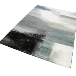 160x230 Teppich Wohnzimmer Türkis Weiß Farbverlauf