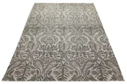 160x230 Teppich Wohnzimmer Verblasster Damast in Anthrazit – Vintage-Print mit Patina