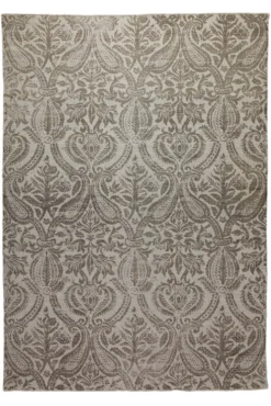160x230 Teppich Wohnzimmer Verblasster Damast – Vintage-Print in zartem Greige