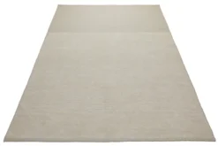 160x230 Teppich Wohnzimmer Weiches Naturweiß – Schlichter Wollteppich mit gewalkter Oberfläche
