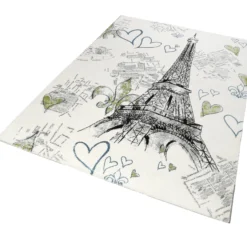 160x230 Teppich Wohnzimmer Weiß Eifelturm